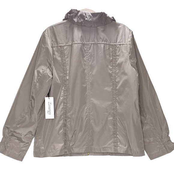 ZENERGY by CHICO'S Emma Jacket Sz 2 US L/12 Dove Grey Windbreaker Coat NWT - Picture 2 of 6